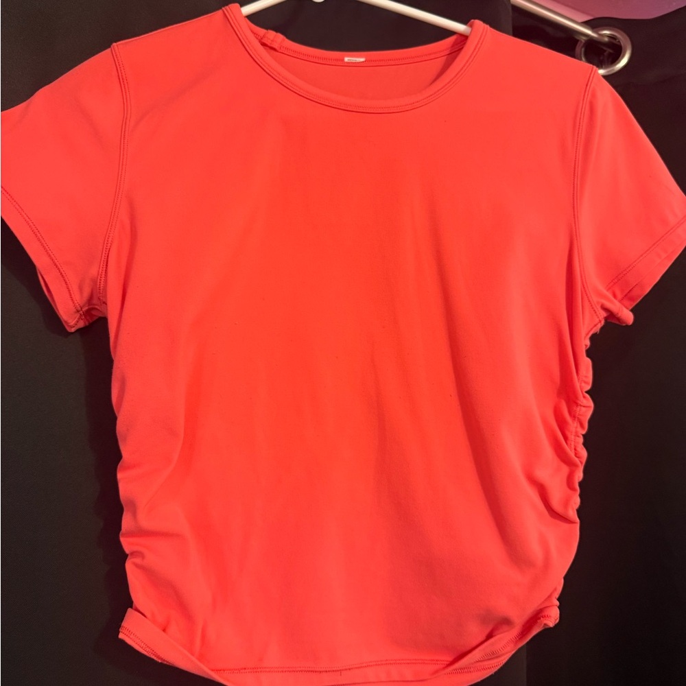 lululemon athletica Orange Ruched Short Sleeve T-Shirt